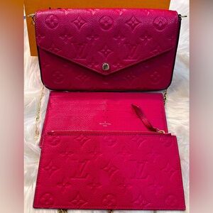 LOUIS VUITTON FELICIE POCHETTE IN MONOGRAM EMPREINTE LEATHER IN SCARLET COLOR